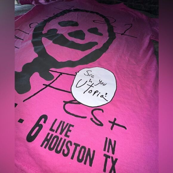 TRAVIS SCOTT Astroworld Festival 2021 Concert Merch Men T-Shirt Pink Size Med - Picture 3 of 8